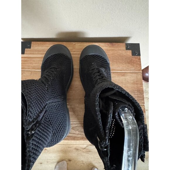 Free People X Jeffrey Campbell Ricki Hiker Boot Black Mesh Block Heel Size 8 - Picture 12 of 16
